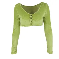 Winter Women's New Sexy Plush V-neck Button Cardigan Super Short Long Sleeve Top main image 5