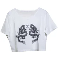 Cute Printing Loose Short Sleeve Short T-shirt Niche Thin Chic Spice Girl Jacket sku image 1