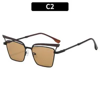 Summer Fashionable Women's Cat Eye Sunglasses Sunscreen High-End Metal Trendy Eyewear Travel Fishing Special Use Universal Season sku image 2
