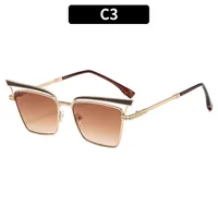 Summer Fashionable Women's Cat Eye Sunglasses Sunscreen High-End Metal Trendy Eyewear Travel Fishing Special Use Universal Season sku image 3