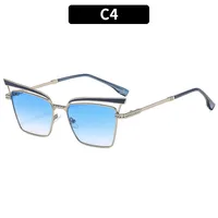 Summer Fashionable Women's Cat Eye Sunglasses Sunscreen High-End Metal Trendy Eyewear Travel Fishing Special Use Universal Season sku image 4