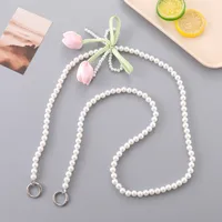 1 Piece Elegant Basic Lady Flower Bow Knot Beaded Beaded Bag Pendant Mobile Phone Chain sku image 2