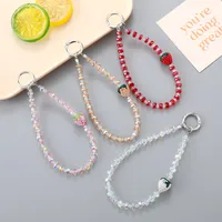 1 Piece Elegant Lady Strawberry Crystal Beaded Bag Pendant Mobile Phone Chain main image 1