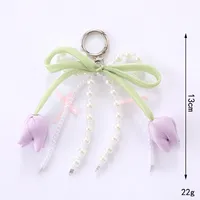 1 Piece Elegant Lady Sweet Flower Beaded Bag Pendant Keychain main image 2