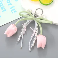 1 Piece Elegant Lady Sweet Flower Beaded Bag Pendant Keychain sku image 3