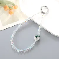 1 Piece Elegant Lady Strawberry Crystal Beaded Bag Pendant Mobile Phone Chain sku image 2