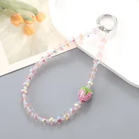 1 Piece Elegant Lady Strawberry Crystal Beaded Bag Pendant Mobile Phone Chain main image 4