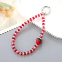 1 Piece Elegant Lady Strawberry Crystal Beaded Bag Pendant Mobile Phone Chain sku image 1