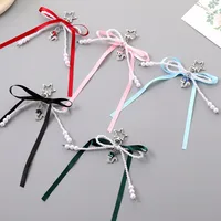 1 Piece Cute Modern Style Classic Style Fox Bow Knot Imitation Pearl Alloy Women's Spring Ring Trigger Clasp Closure Bag Pendant Keychain main image 1