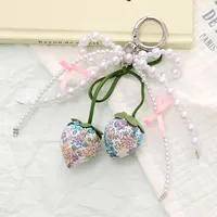 1 Piece Elegant Lady Sweet Strawberry Bow Knot Beaded Beaded Bag Pendant Keychain main image 4