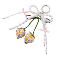 1 Piece Elegant Lady Sweet Strawberry Bow Knot Beaded Beaded Bag Pendant Keychain main image 5