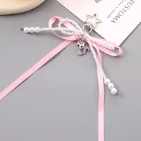 1 Piece Cute Modern Style Classic Style Fox Bow Knot Imitation Pearl Alloy Women's Spring Ring Trigger Clasp Closure Bag Pendant Keychain main image 4