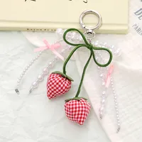 1 Piece Elegant Lady Sweet Strawberry Bow Knot Beaded Beaded Bag Pendant Keychain sku image 4