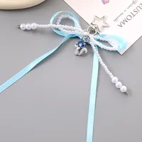 1 Piece Cute Modern Style Classic Style Fox Bow Knot Imitation Pearl Alloy Women's Spring Ring Trigger Clasp Closure Bag Pendant Keychain sku image 3