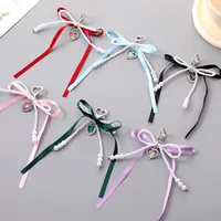 1 Piece Cute Modern Style Classic Style Heart Shape Bow Knot Imitation Pearl Alloy Women's Heart Clasp Closure Bag Pendant Keychain main image 1