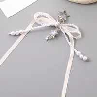 1 Piece Elegant Lady Star Bow Knot Beaded Bag Pendant Keychain main image 3