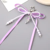 1 Piece Elegant Lady Star Bow Knot Beaded Bag Pendant Keychain main image 4