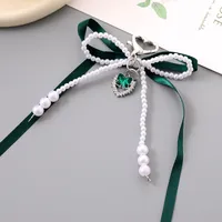 1 Piece Cute Modern Style Classic Style Heart Shape Bow Knot Imitation Pearl Alloy Women's Heart Clasp Closure Bag Pendant Keychain main image 4