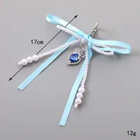 1 Piece Cute Modern Style Classic Style Heart Shape Bow Knot Imitation Pearl Alloy Women's Heart Clasp Closure Bag Pendant Keychain main image 2