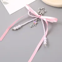 1 Piece Elegant Lady Star Bow Knot Beaded Bag Pendant Keychain sku image 4