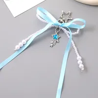 1 Piece Elegant Lady Star Bow Knot Beaded Bag Pendant Keychain sku image 3