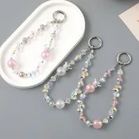 1 Piece Cute Sweet Geometric Artificial Crystal Beaded Mobile Phone Lanyard main image 1
