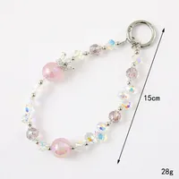 1 Piece Cute Sweet Geometric Artificial Crystal Beaded Mobile Phone Lanyard main image 2