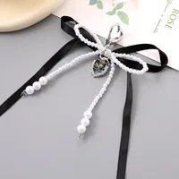 1 Piece Cute Modern Style Classic Style Heart Shape Bow Knot Imitation Pearl Alloy Women's Heart Clasp Closure Bag Pendant Keychain sku image 5