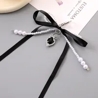 1 Piece Cute Modern Style Classic Style Heart Shape Bow Knot Imitation Pearl Alloy Women's Heart Clasp Closure Bag Pendant Keychain sku image 6
