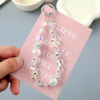 1 Piece Cute Sweet Geometric Artificial Crystal Beaded Mobile Phone Lanyard main image 3