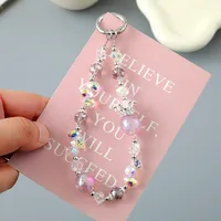 1 Piece Cute Sweet Geometric Artificial Crystal Beaded Mobile Phone Lanyard sku image 2