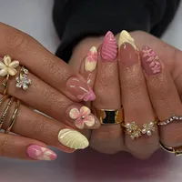 Three-Dimensional Summer Pure Desire Gradient Ice Flower White Temperament Wild  Ins Style Detachable Nail Sticker 24 Pieces main image 1