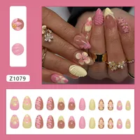 Three-Dimensional Summer Pure Desire Gradient Ice Flower White Temperament Wild  Ins Style Detachable Nail Sticker 24 Pieces sku image 1