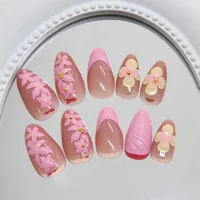 Three-Dimensional Summer Pure Desire Gradient Ice Flower White Temperament Wild  Ins Style Detachable Nail Sticker 24 Pieces main image 4