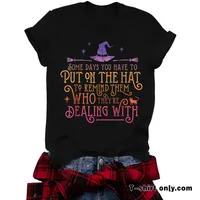 Fashionable Short Sleeve Halloween T-Shirt Women's Cute Print Witch Top Street Style Round Neck Cotton Polyester Blend main image 1