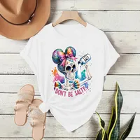 Loose Short Sleeve Round Neck Women's T-shirt Colorful Sugar Skull Halloween Pattern Street Style High Street Fashion E-commerce main image 1
