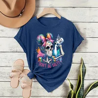 Loose Short Sleeve Round Neck Women's T-shirt Colorful Sugar Skull Halloween Pattern Street Style High Street Fashion E-commerce main image 3