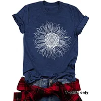 Loose Casual Short Sleeve Round Neck T-Shirt Women's Fashionable Daisy Print Cotton Polyester Blend Street Style Top main image 4