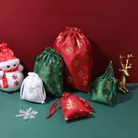 Rune Hong New Christmas Golden Bamboo Node Cotton Rope Drawstring Gift Storage Bag Colorful Holiday Cloth Pouch main image 2