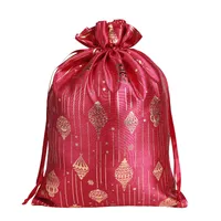 Rune Hong New Christmas Golden Bamboo Node Cotton Rope Drawstring Gift Storage Bag Colorful Holiday Cloth Pouch sku image 1
