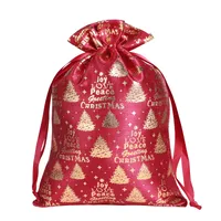 Rune Hong New Christmas Golden Bamboo Node Cotton Rope Drawstring Gift Storage Bag Colorful Holiday Cloth Pouch sku image 3