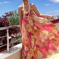 Elegant High Waist Ankle-Length Princess Dress In Hot Pink With Sleeveless Strapless European Style Fashionable Commute Design main image 1