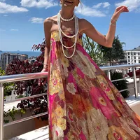 Elegant High Waist Ankle-Length Princess Dress In Hot Pink With Sleeveless Strapless European Style Fashionable Commute Design main image 3