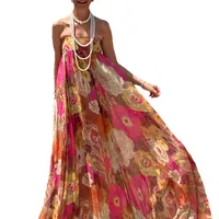 Elegant High Waist Ankle-Length Princess Dress In Hot Pink With Sleeveless Strapless European Style Fashionable Commute Design main image 5