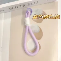 Fashion Simple Color Block Mobile Phone Lanyard Keychain Universal Mesh Short Rope Creative Car Key Hanging Ornament sku image 20