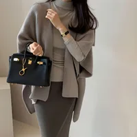 Ladies' Lazy Style Knitted Shawl Coat Casual Soft Personality Fleece Sweater Open Cardigan Cowl Neck Long Sleeve Polyester main image 1