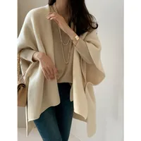 Ladies' Lazy Style Knitted Shawl Coat Casual Soft Personality Fleece Sweater Open Cardigan Cowl Neck Long Sleeve Polyester main image 2