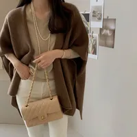 Ladies' Lazy Style Knitted Shawl Coat Casual Soft Personality Fleece Sweater Open Cardigan Cowl Neck Long Sleeve Polyester sku image 5