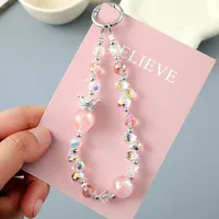 1 Piece Cute Sweet Geometric Artificial Crystal Beaded Mobile Phone Lanyard main image 4