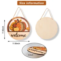 Thanksgiving Wooden Home Decoration Door Plate Round Plate Halloween Wooden Pumpkin Home Wall Decoration Pendant main image 2